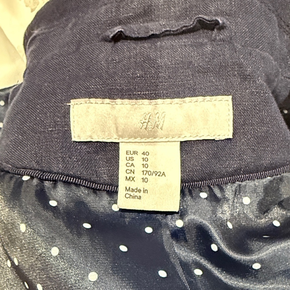 H&M Dark Blue blazer  with White Polka Dot Lining size 10 - Picture 4 of 4